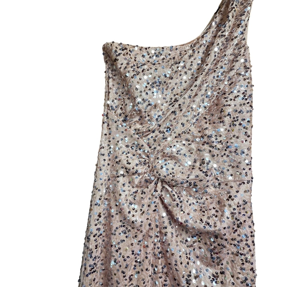 As U Wish One Shoulder Sequin Maxi Gown Small Rose Gold Formal Prom Dress - Picture 5 of 9
